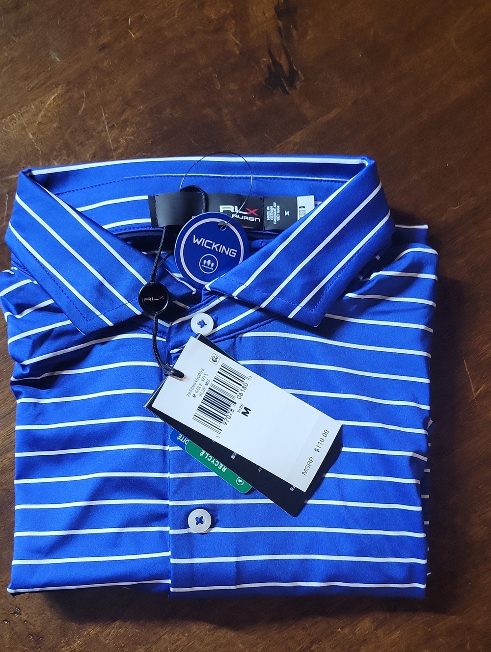 NWT RLX Ralph Lauren Men’s Golf Polo Shirt Striped Performance Medium M - Picture 2 of 2